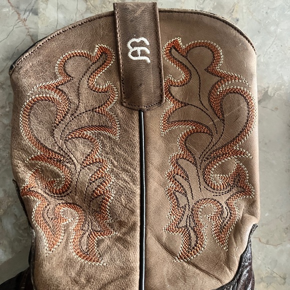 Anderson Bean Kids Chocolate Croc Print Square Toe Cowboy Boots(Worn 3 times). - Picture 8 of 10